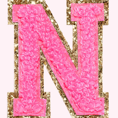 Pink Alphabet Chenille Hat Patch (1 Patch)