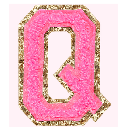 Pink Alphabet Chenille Hat Patch (1 Patch)