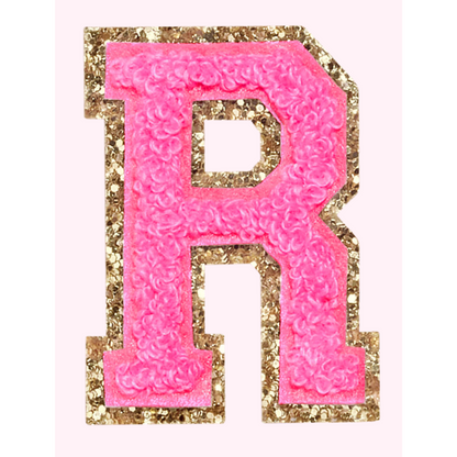 Pink Alphabet Chenille Hat Patch (1 Patch)