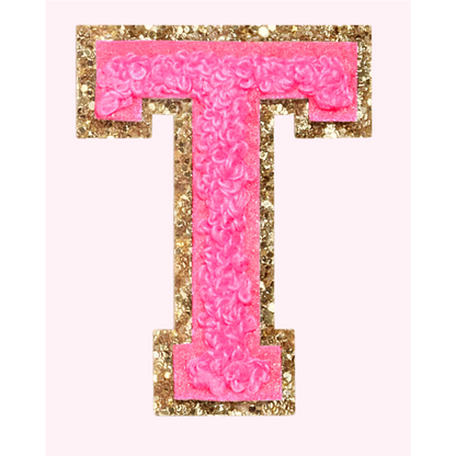 Pink Alphabet Chenille Hat Patch (1 Patch)