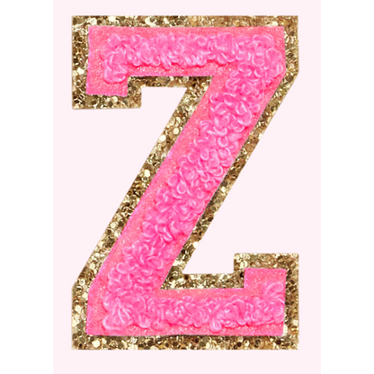 Pink Alphabet Chenille Hat Patch (1 Patch)