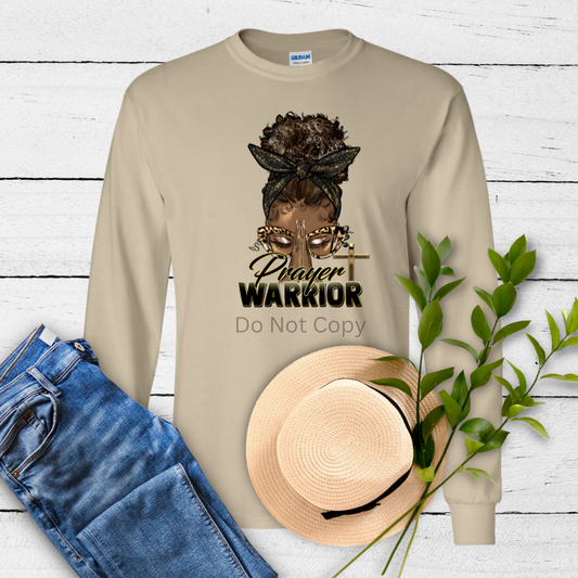 Prayer Warrior DTF Transfer on a tshirt