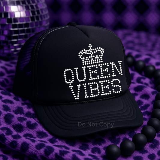 Queen Vibes Rhinestone Hat Patch for DIY trucker hats