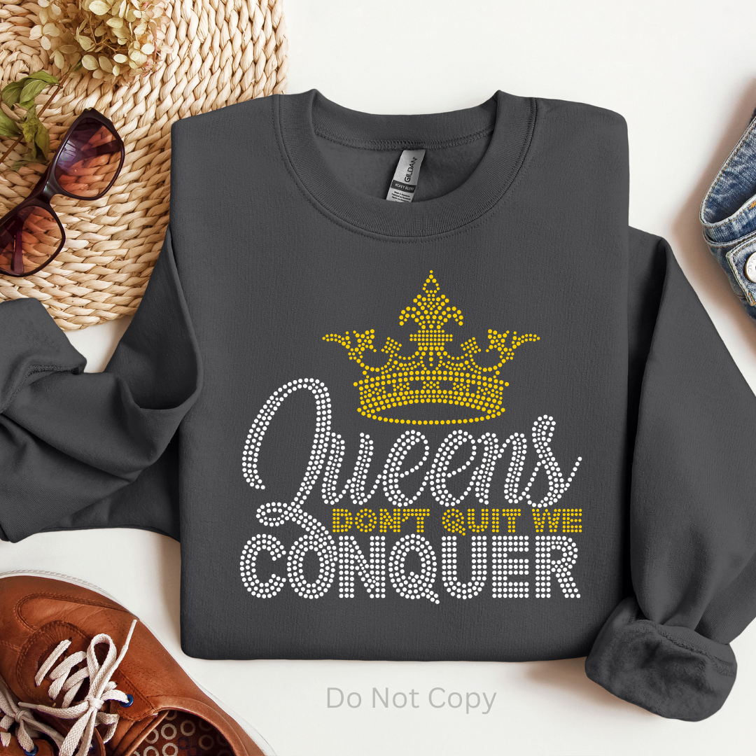Queens Don't Quit Rhinestone Print front side