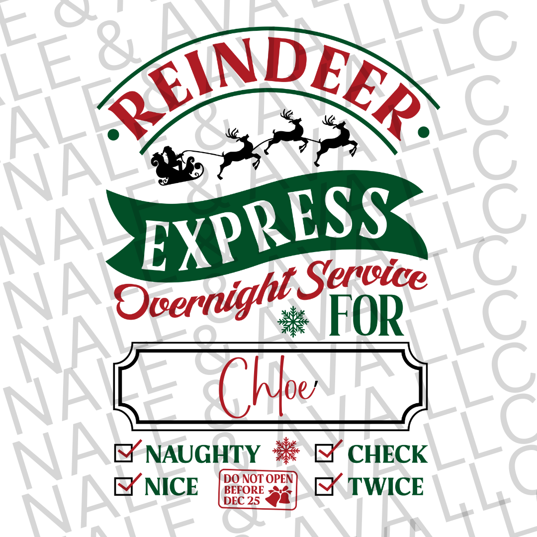 Reindeer Express Sublimation Transfer front side