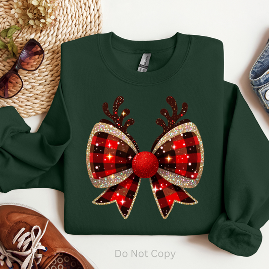 Reindeer Plaid DTF Transfer on a tshirt