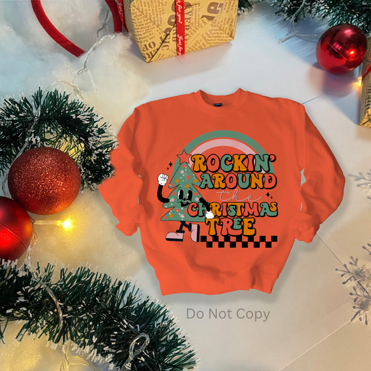 Rockin Round The Christmas Tree DTF Transfer on a tshirt