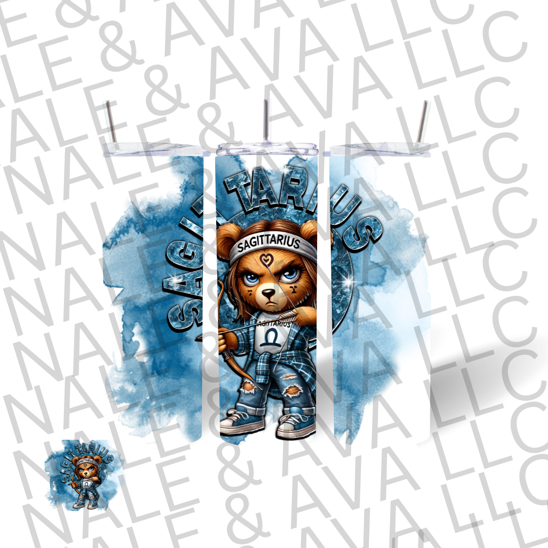 Girl Bear Zodiac 20oz Tumbler Sublimation Transfer ONLY - This is NOT a Tumbler