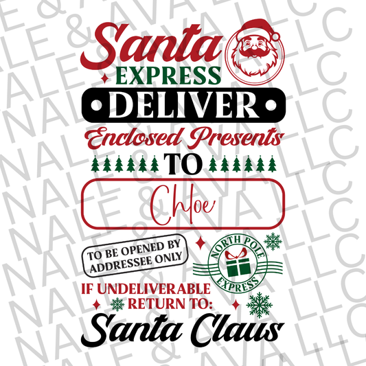 Santa Express Sublimation Transfer front side