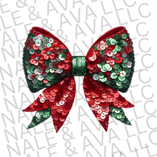 Santa Sequin Bow DTF Transfer front side