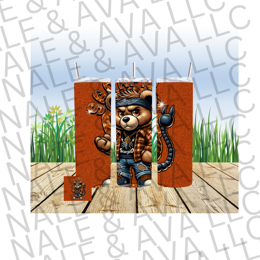 Zodiac Bear 20oz Tumbler Sublimation Transfer ONLY - This is NOT a Tumbler