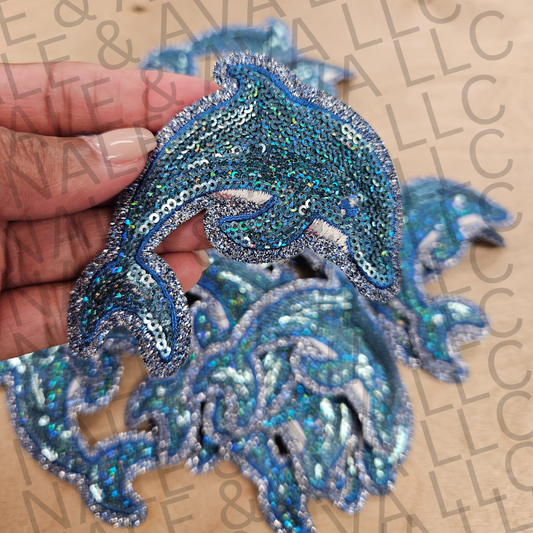 Sequin Dolphin Hat Patch front side