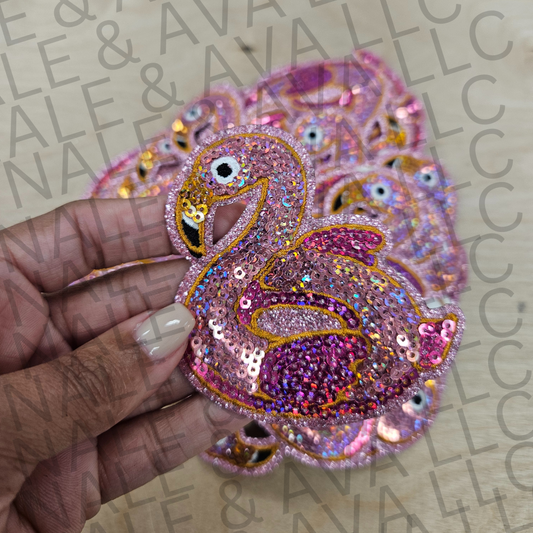 Sequin Flamingo Hat Patch front side