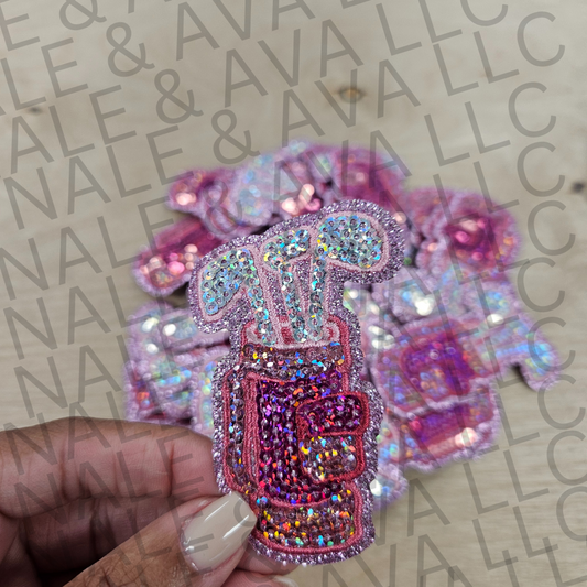 Sequin Golf Bag Hat Patch front side