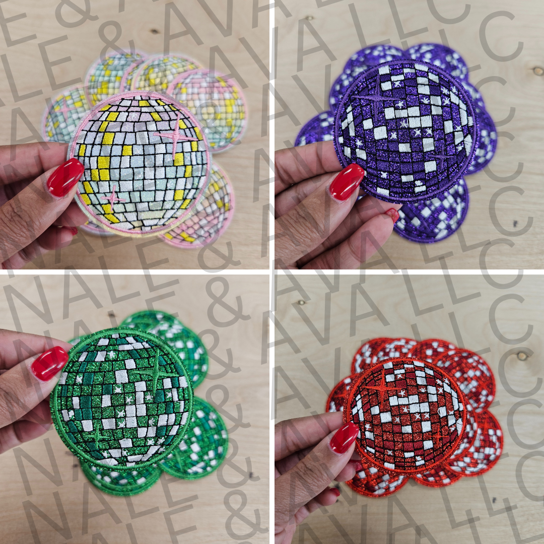 Small Disco Ball Hat Patch front side