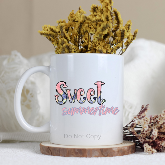 Sweet Summertime UVDTF Decal on a mug