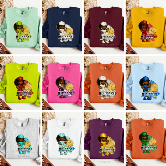 The Biggest One Zodiac Transfer on a sweatshirt