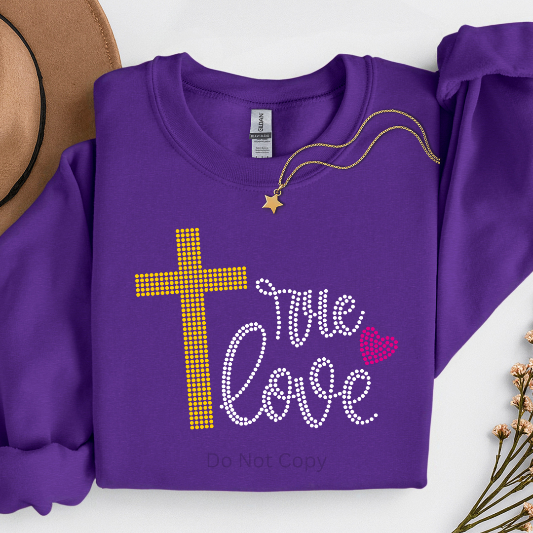 True Love Rhinestone Transfer on a tshirt front side