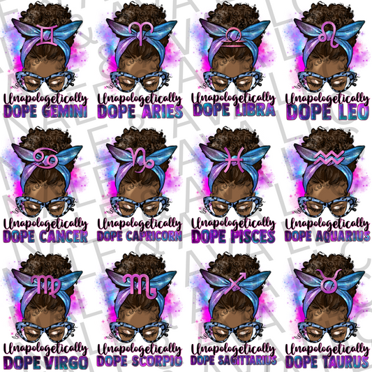 Zodiac Unapologetically Dope DTF Transfer Set