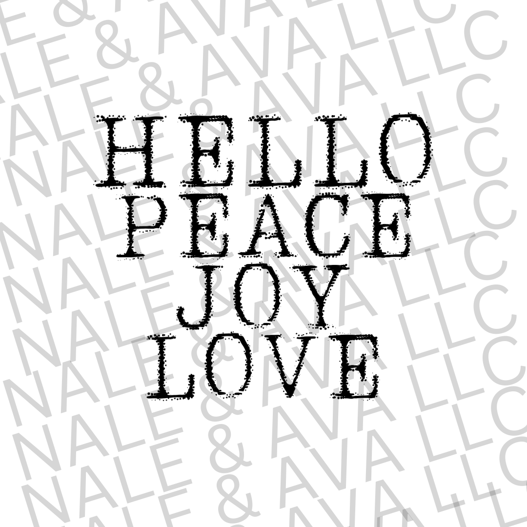 Hello Peace Joy Love PNG | Christmas Sublimation Design for Custom T ...
