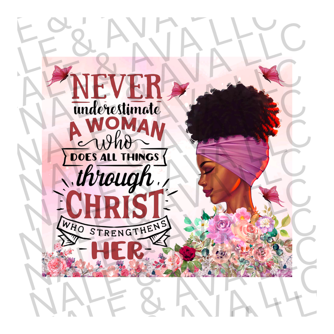 Never Under Estimate A Woman Mousepad Sublimation Print front side