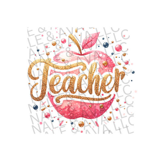 Teacher Apple Sublimation Tumbler Print front side