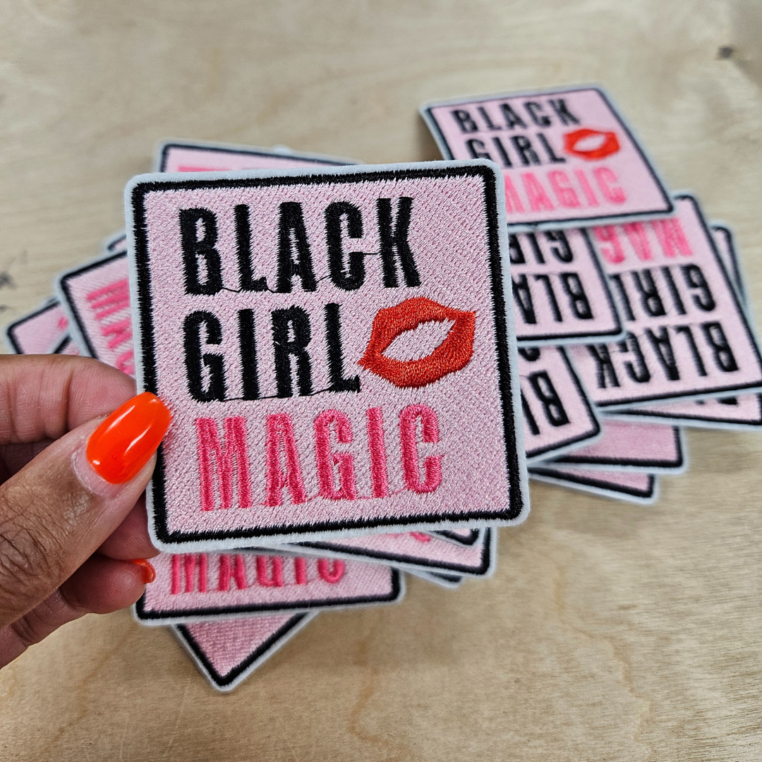 Black Girl Magic Hat Patch front side