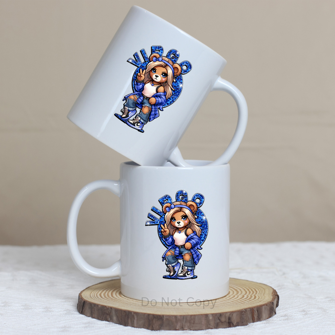 Virgo Girl Bear UVDTF Decal on a mug
