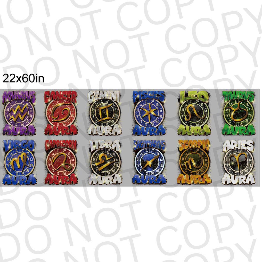 Set of zodiac sign symbols on a white background with 'DO NOT COPY' text.