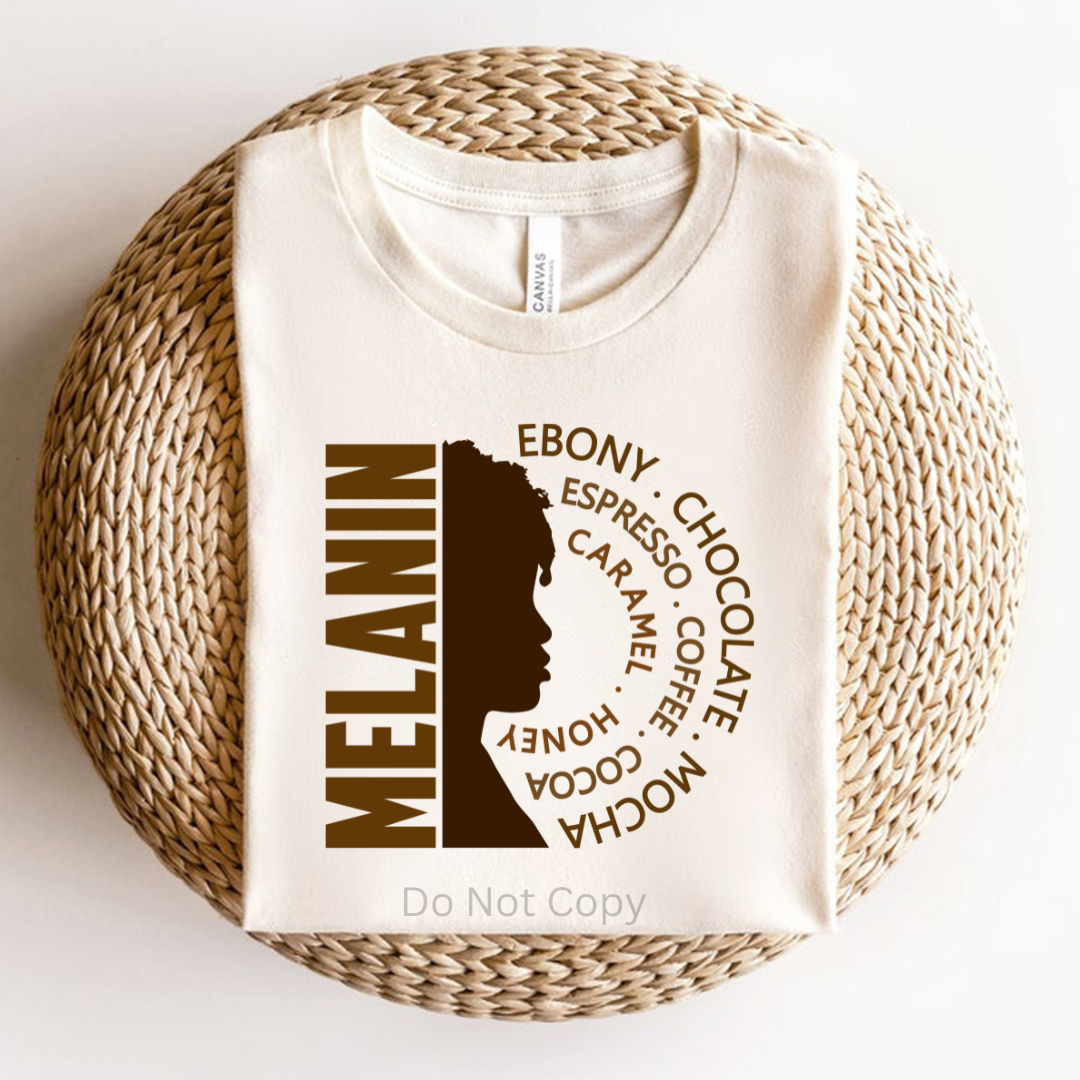 Melanin Affirmation DTF (direct to film) print on a tshirt